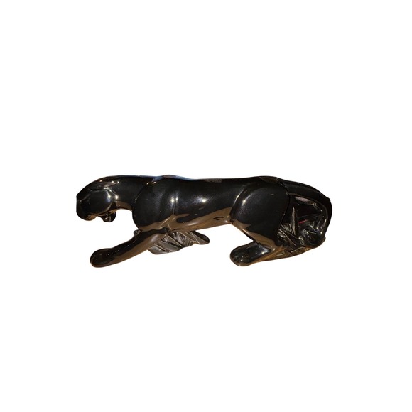 Vintage Black Panther Figurine Statue Animal Decor Collectible set 1